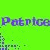Green background with repeated blue text 'Patricia' and scattered small stars, showing pixelated animation changes.