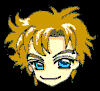 Four pixelated anime-style character head views with varying expressions and mouth states on black background.