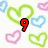 Pixelated red text and heart outlines on a white background with gray corner, showing version progression from '9' to '9.03.' to '9.03.08 ILY'.