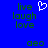 Blue background with green text 'live laugh love' and 'geo', a white pixelated heart symbol above the left 'live'.
