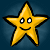 Yellow star-shaped character with smiling face and white eyes on dark blue background, displayed in three identical static views.