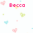 Pixelated image with pink text 'Bocco' centered above a yellow heart, surrounded by scattered pastel hearts in blue, green, and pink on white background.