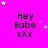 A bright pink background with white and light pink stars scattered across it, featuring repeated 'Hey Babe xx' text in black pixelated font.
