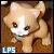 Pixelated cartoon cat with light brown fur, white muzzle and chest, dark eyes, and a small green collar against a blurred background.
