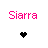 Pixelated pink text "Siarra" above black heart icons on white background, with varying heart counts and fill states.