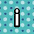 A static pixel art icon with a turquoise polka-dot background and a white lowercase 'i' in a black rounded rectangle.