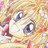 A 48x48 pixel buddy icon featuring a close-up of an anime-style character's face on the left and text elements on a black background on the right, presented as part of a contact sheet with two frames.