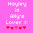 Pixelated pink background with white text reading 'Hoyley is Ally's Lover :(' and five red heart symbols below.