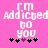 Pixelated text on pink background with black and purple asterisks below, showing two animation frames where the third asterisk changes from black to purple.