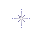 Six of a pixelated starburst animation on a gray background, showing increasing brightness and expanded blue-purple pixel clusters radiating from a central white core