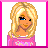 Pixel art contact sheet with three frames showing a blonde character and text about having a nightmare of being a brunette, all in pink/purple color scheme.