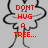 Two cartoonish tree-like figures with simple line art, one displaying text 'DONT HUG A TREE... PLANT ONE!' and the other showing '???' in red pixelated font.