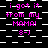 A static digital image displays repeated text in pink pixelated font on a black background with white checkered patterns.