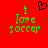 Red background with green pixelated text reading "i love soccer" and a black heart symbol above the word "love", displayed in two identical side-by-side frames.