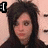 A four- shows a person with long dark hair in different poses and expressions, each containing overlaid text