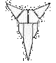 A grayscale cartoon skull with horns and a long beard, surrounded by crossed bones in various configurations across three