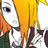 Pixelated anime-style character with long orange hair, white face, dark eye, and green clothing against a white background.