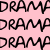 Three identical rows of black pixelated text reading DRAMP on a solid light pink background, each row vertically aligned and horizontally centered.