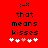 >x that means kisses with five hearts, two white and three pink in a on red background