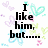 Pixelated text on a white background with pastel floral patterns, displaying three phrases about romantic uncertainty.