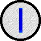 Four circular icons with gray textured backgrounds and black borders, each containing a vertical blue or black 'I' symbol in the center.