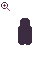 Pixel art character icons in three , each with a magnifying glass icon above; shapes vary from rounded to angular silhouettes on gray background