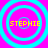Four identical circular cyan rings on a bright pink background, each containing the yellow text 'STEPHIE' in pixelated font.