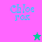Pixelated text 'Chloe Fox' in cyan on pink and teal backgrounds with a green star and pink star icon.