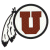 Static pixelated icon featuring a large brown U-shaped logo with white negative space inside, bordered by black outline on the right side and accompanied by a gray-and-white feather-like shape on the left against a transparent background.