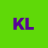 Green background with purple 'KL' text in pixelated font, no additional elements or motion.