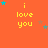 Orange background with yellow text 'i love you' and scattered blue and brown stars in a pattern