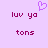 Pixelated text and heart symbol on light purple background, with identical text and symbol in two side-by-side