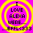 Four identical pixelated icons display text on a pink background with yellow concentric circles, each reading 'I LOVE ALEXA WERE... ...BFFL<333' in black block letters.