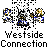 Animated pixel art sequence showing a character with blue and yellow accents performing actions against a gray background, text reads "Westside Connection" below each frame.