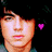 five pixelated images showing a person with dark hair and light skin, some featuring text or symbols