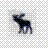 Pixelated 16x16 icon of a dark blue and black checkered animal with gray limbs, standing against a light gray background with scattered colored pixels.
