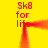 Red text 'Sk8 for life' repeated in a symmetrical pattern on a bright yellow background with a central horizontal blur effect.