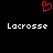 Red pixelated heart symbol above two instances of the word 'Lacrosse' in white blocky text on a black background.