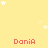 Yellow background with repeated red text 'Dania' and scattered white stars, partially obscured by a gray rectangle.