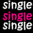 Static pixel art icon featuring the word "single" repeated three times in different colors and styles against a black background.