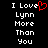 Pixelated text reads "I Love Lynn More Than You" with a red heart replacing the 'e' in Love on the left side of a split-screen display.