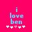 Pixelated blue text 'i love ben' on bright pink background with white and light pink heart symbols below.