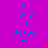 A static image with a bright purple background and scattered red dots, displaying repeated text "I love u Jared !!!" in blue pixelated font.