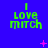 Green pixelated text "I LOVE MITCH" on blue background with pink star and dot animations.