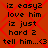 Red background with black pixelated text arranged in two identical vertical , each containing six lines of text