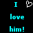 Pixelated cyan text and a white heart symbol on black background, with visible pixelation in the letters.