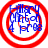 Four circular red-and-white target-style icons with blue text reading 'Hillary Clinton 4 pro' arranged in a , each showing identical static content