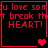 Red pixelated text on black background with four heart symbols in different states