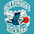Pixelated icon with light blue and white circular border containing a central figure with dark blue and teal elements and a red circular object on the right.