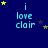 Blue background with cyan text 'i love clair' and yellow/grey stars in a of showing star position changes
